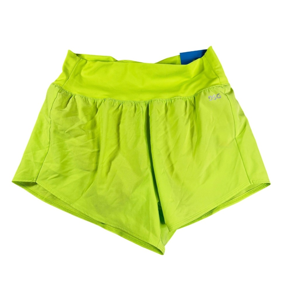 DSG Girls Stride High-Rise Shorts Neon Lime Green Built-in Brief Size Medium NWT